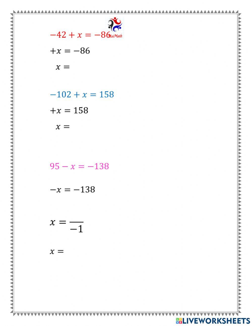 Ecuaciones a+x-b,a-x-b