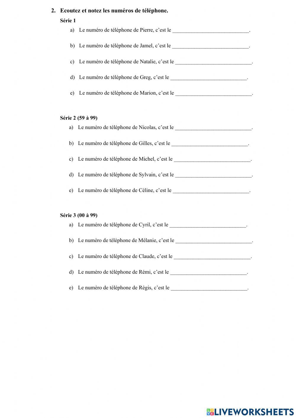 LES NOMBRES 0 à 100 LES NOMBRES 0 à 100