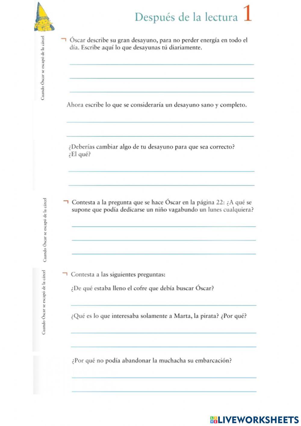 Comprensión lectora - Cuando Óscar se escapó de la cárcel