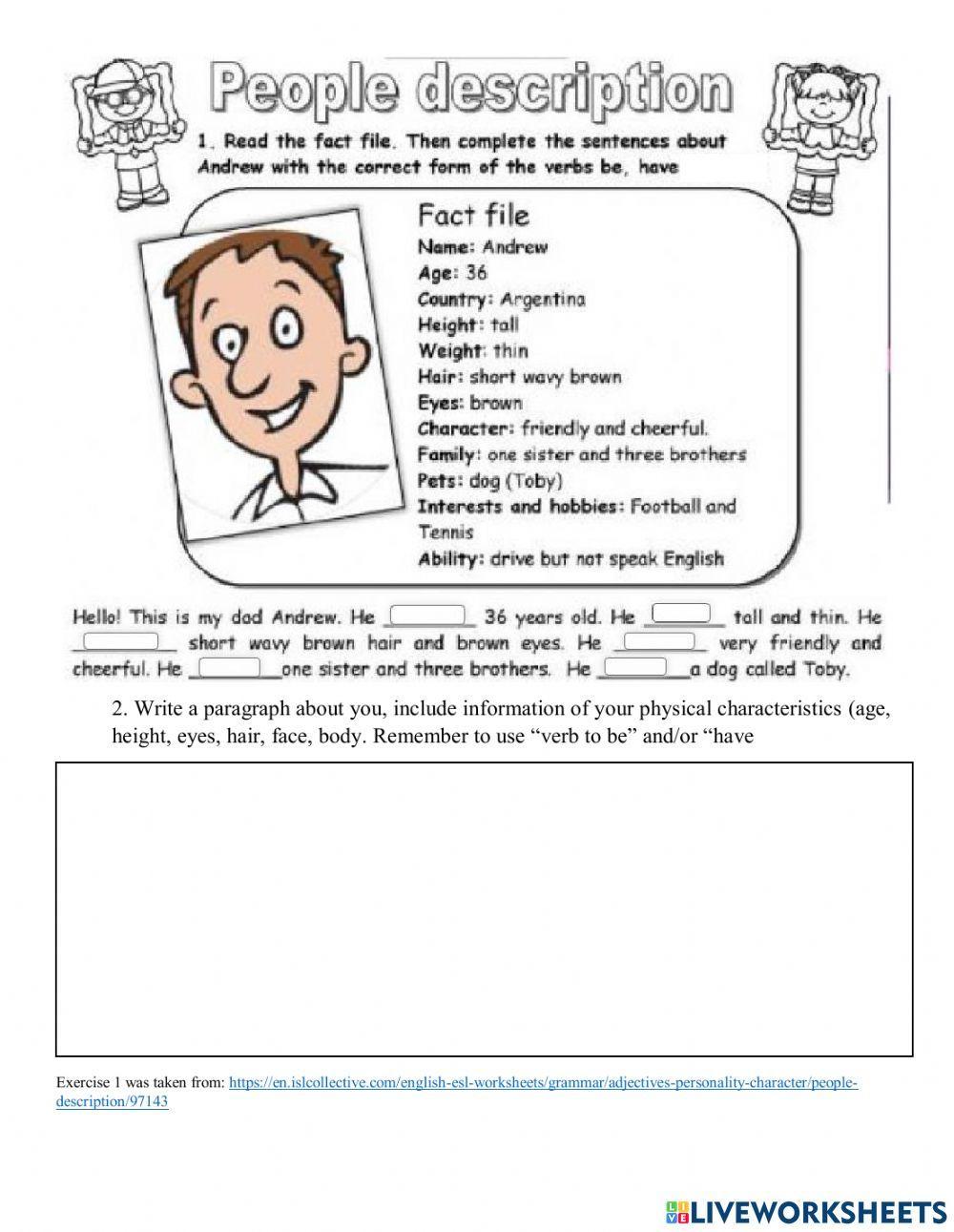 Assignment 1 Describing people