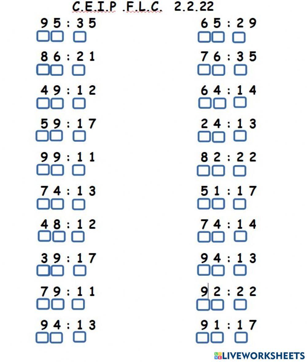 La división  de 2 cifras