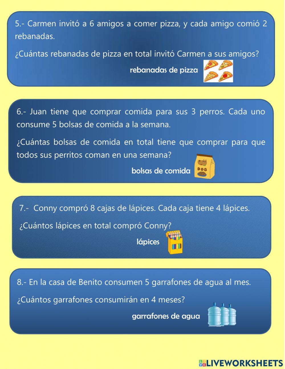 Problemas de multiplicación