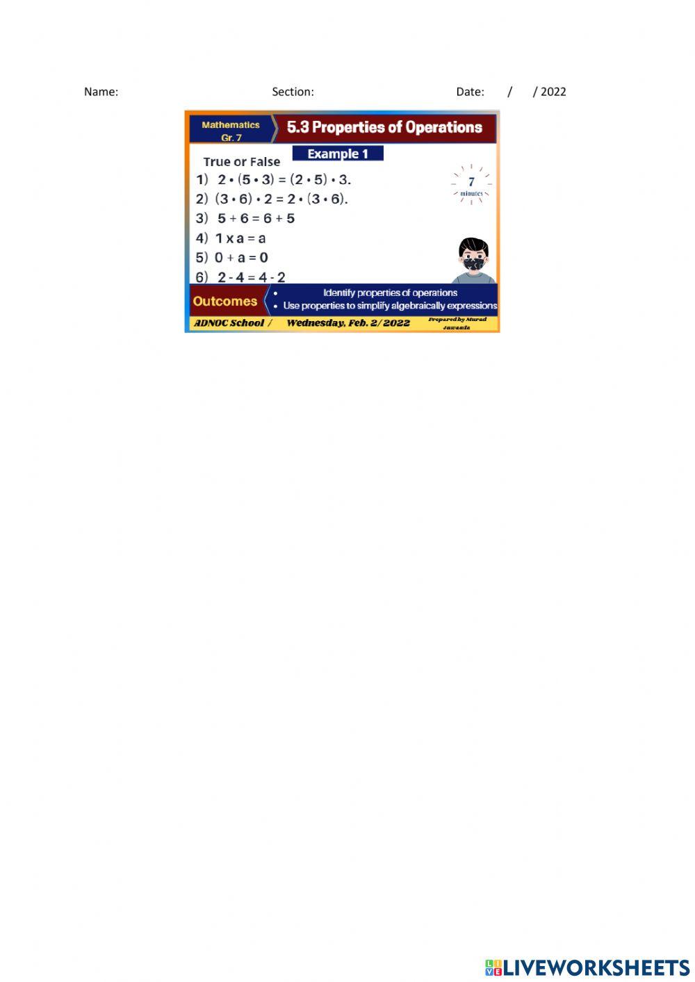 5.3 Properties of operations