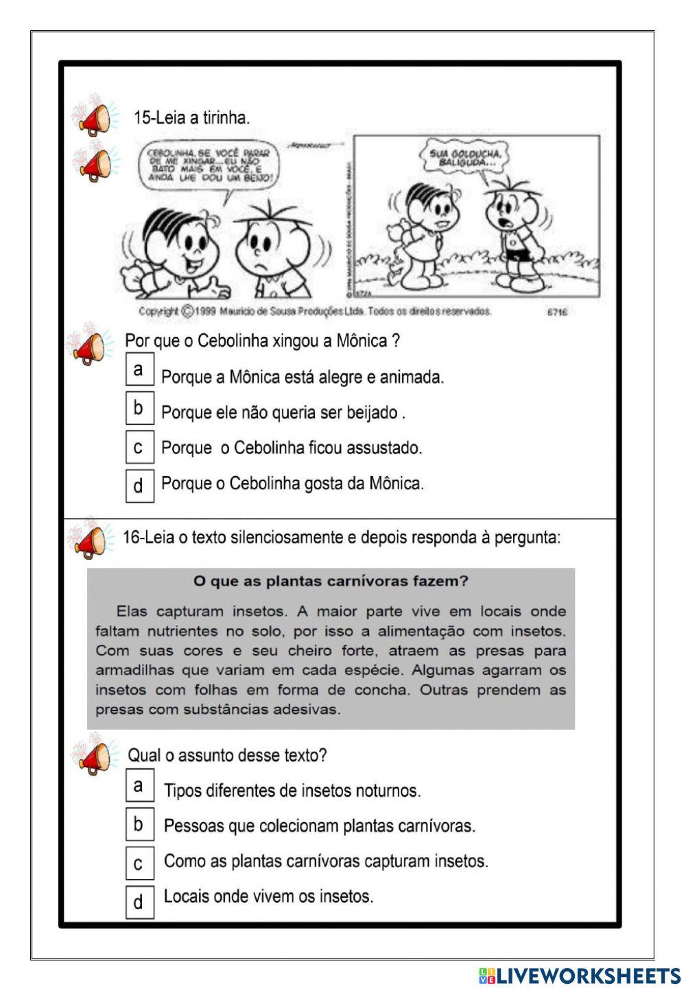 Avaliação diagnóstica língua portuguesa