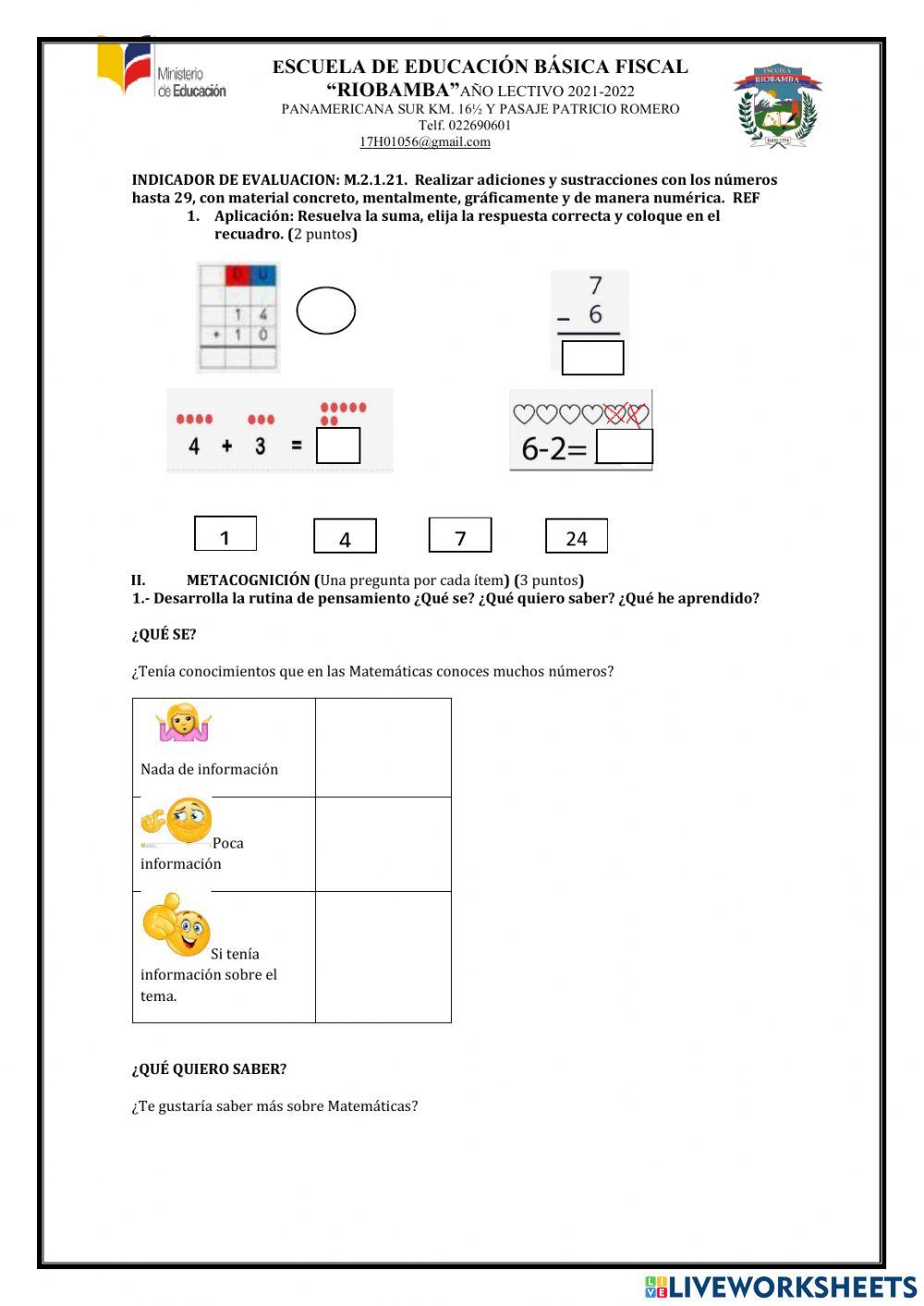 Examen de matemática