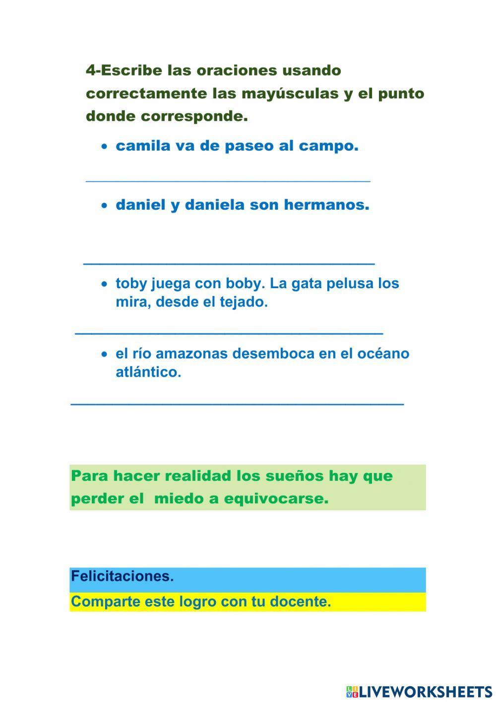 Uso de las letras mayúsculas.