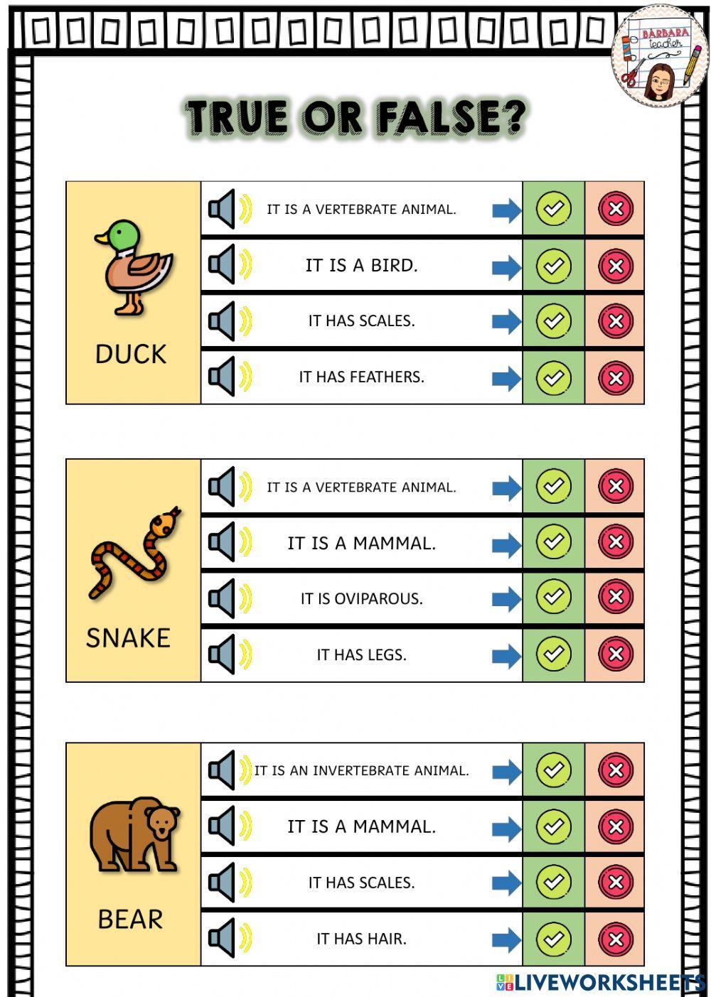 Animal characteristics