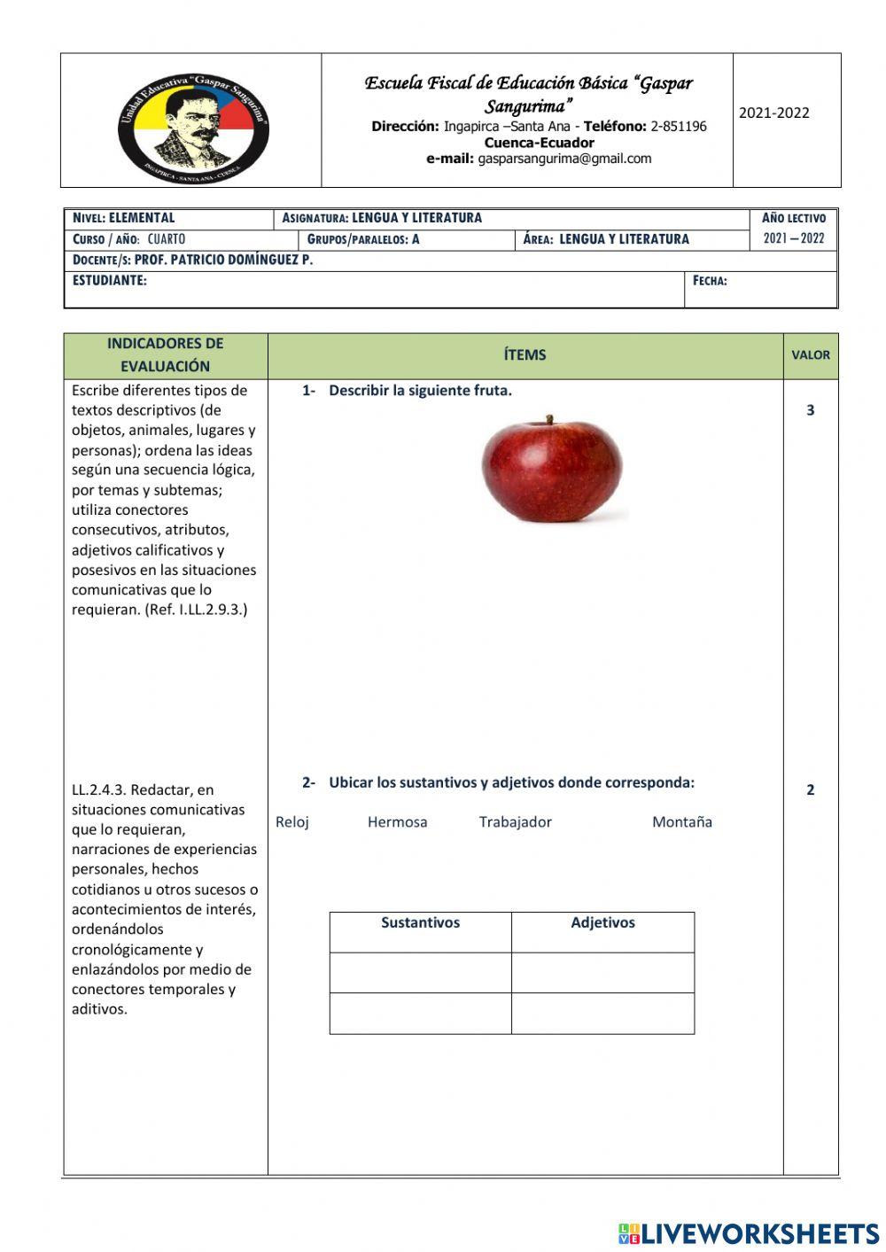 Examen de lengua y literatura