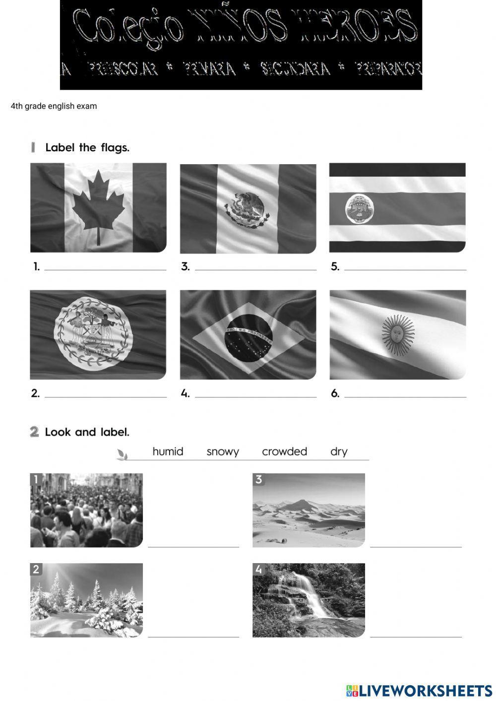 English exam 4th grade january 2022 online exercise for live worksheets