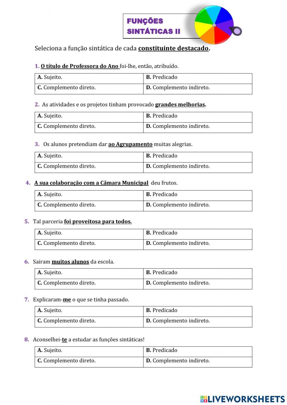 Funções sintáticas