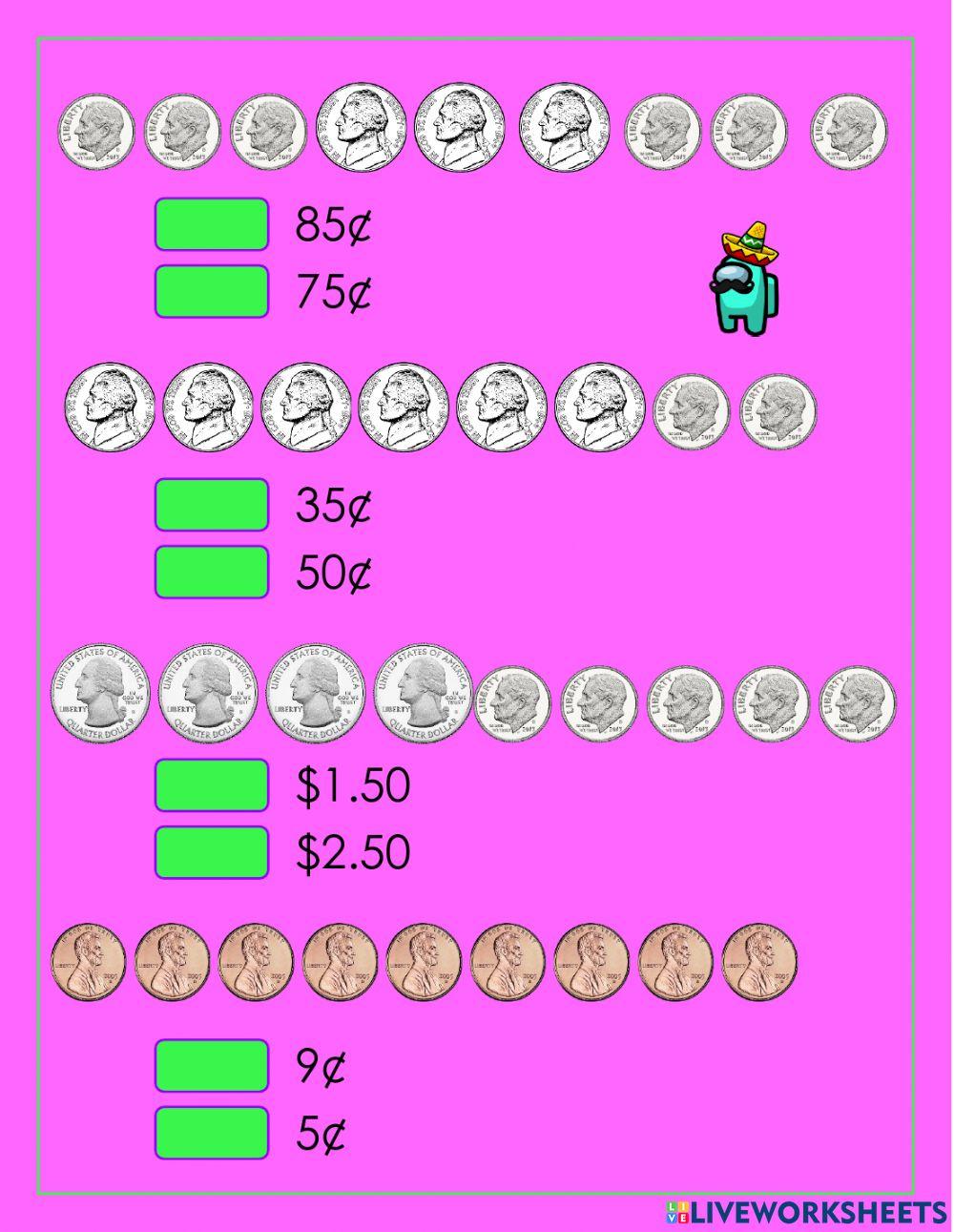 Prueba Corta de Matemáticas Capítulo 6: El dinero