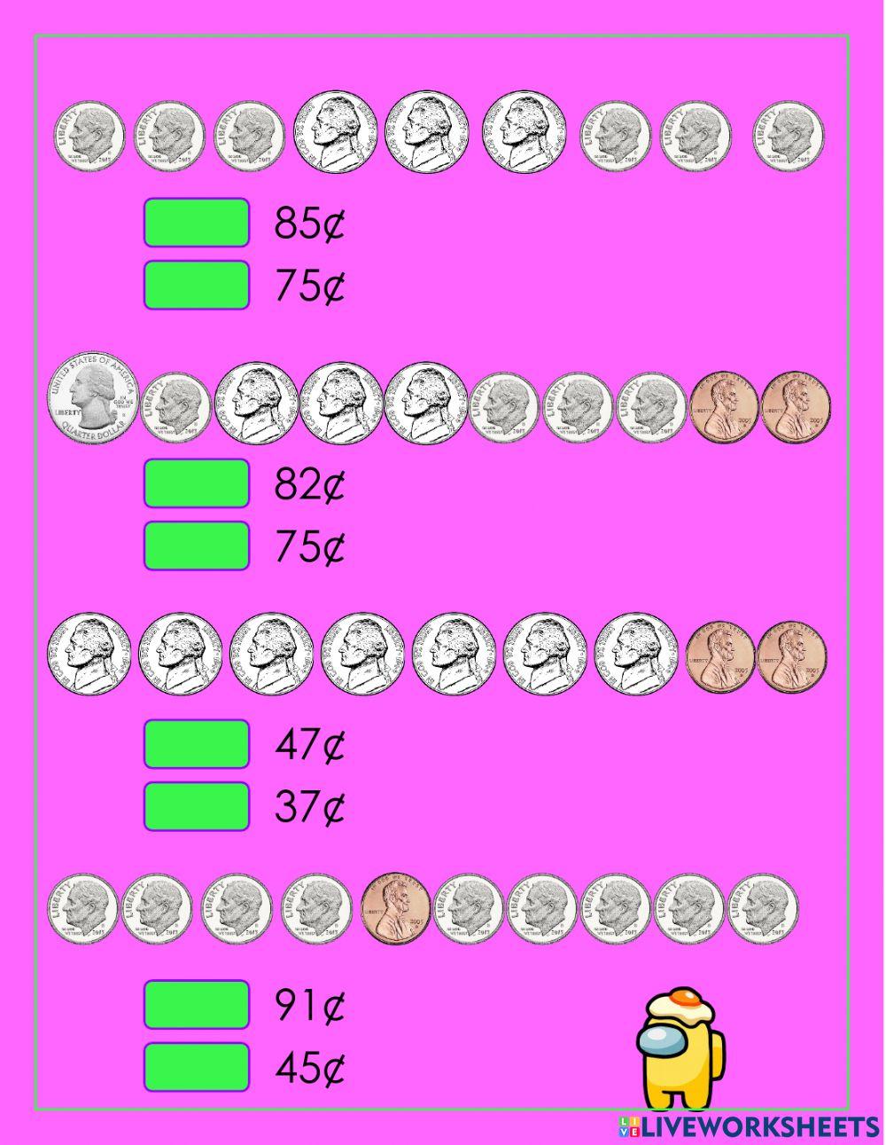 Prueba Corta de Matemáticas Capítulo 6: El dinero
