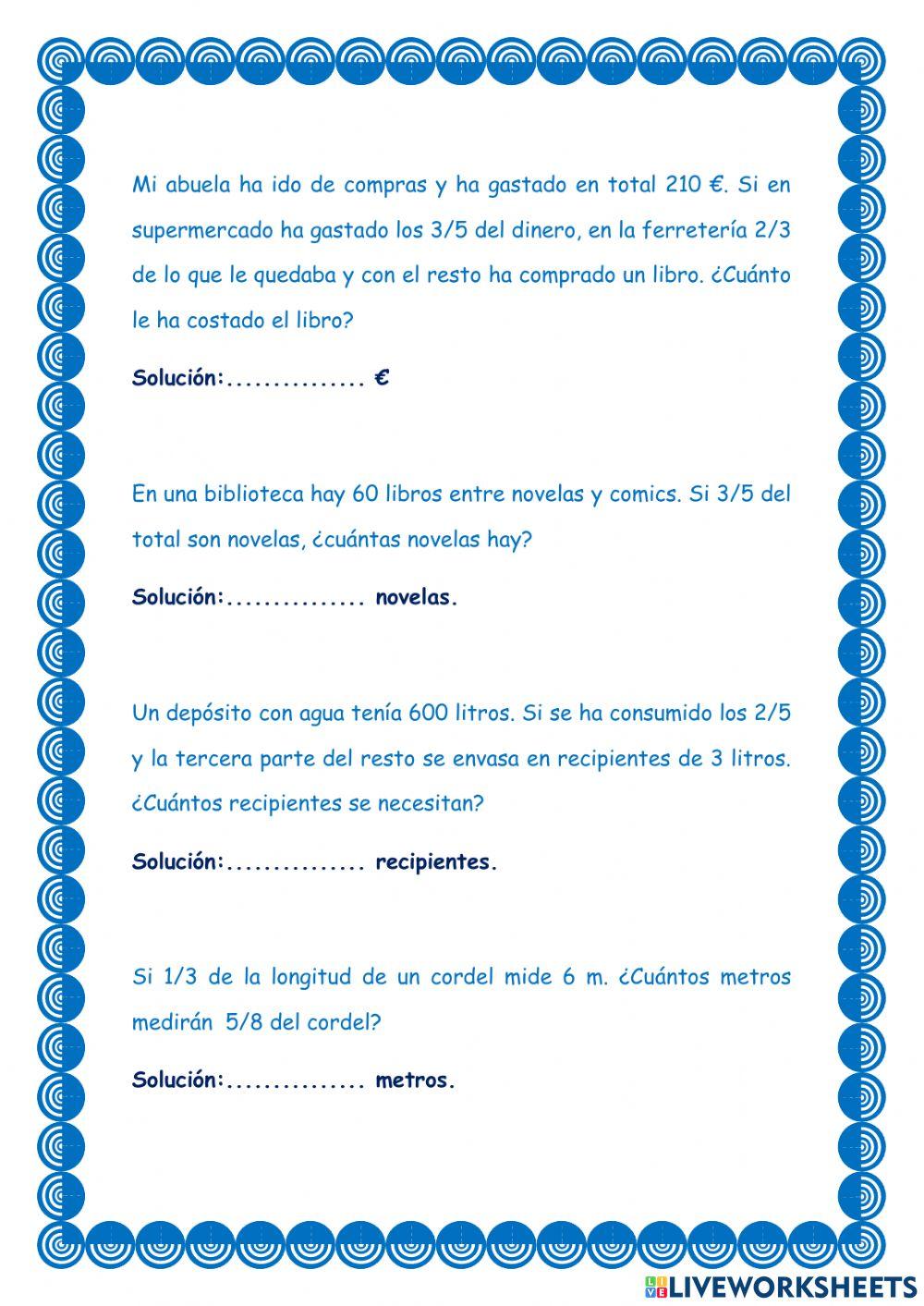 Problemas fracciones