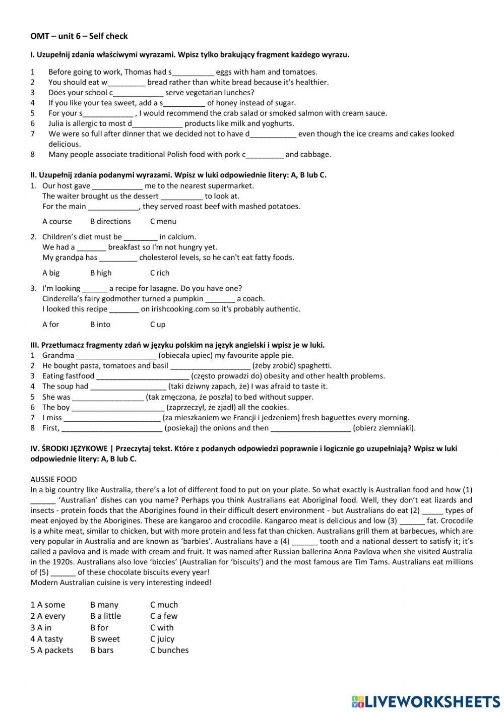 OMT - unit 6 - self check