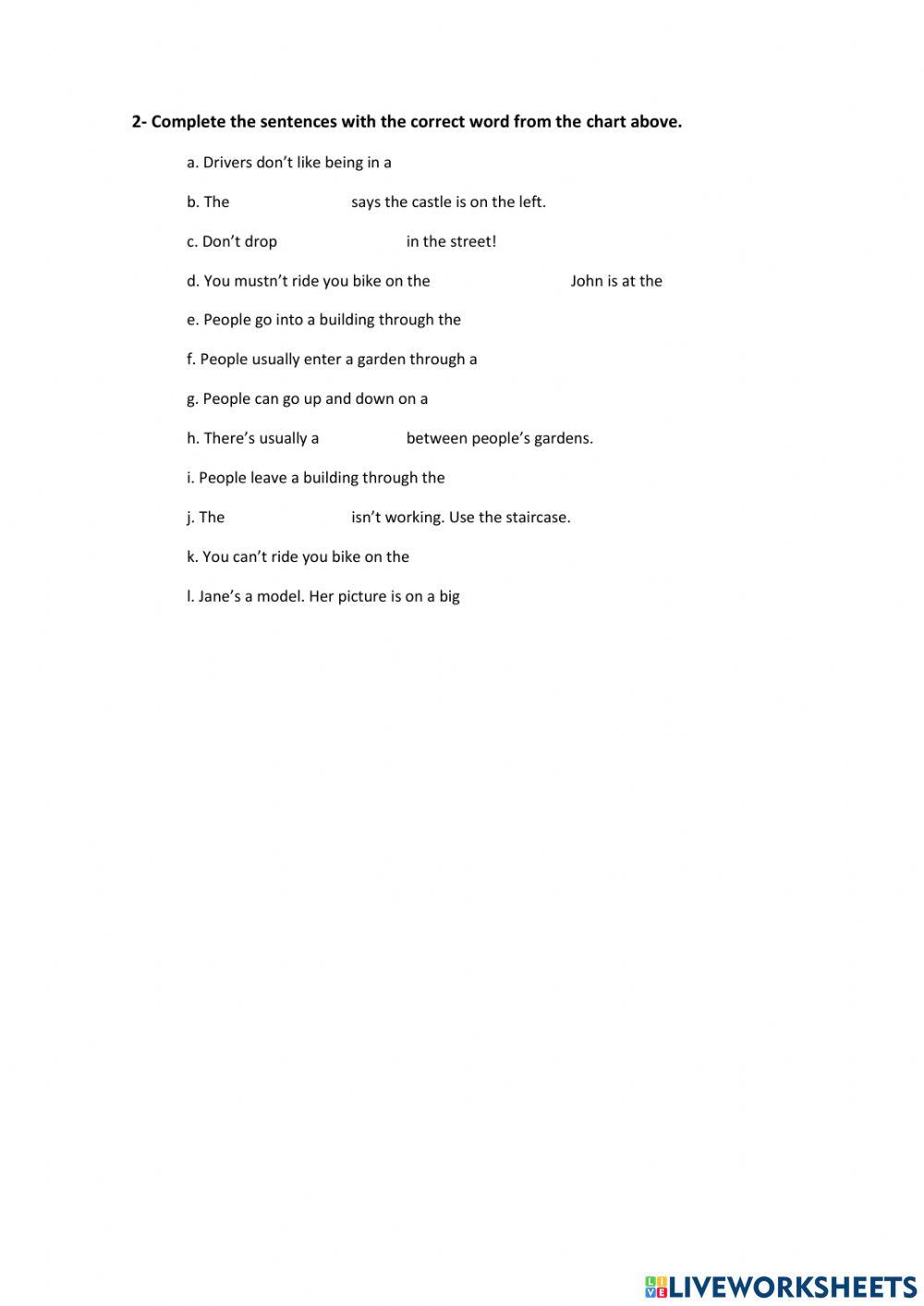 Around town vocabulary