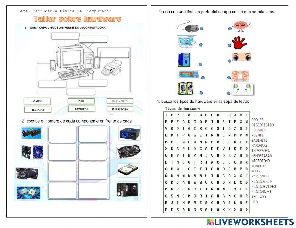 Taller sobre hardware worksheet | Live Worksheets