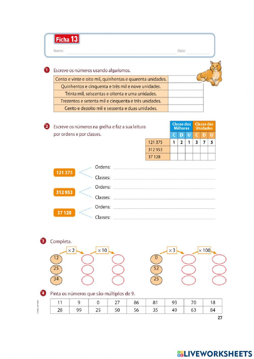 Ficha de matemática