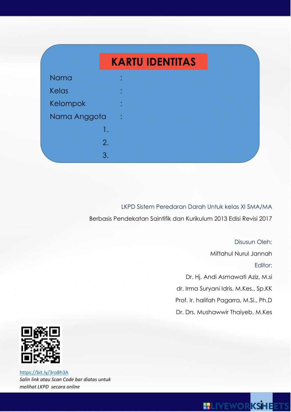 Lembar Kerja Peserta Didik Elektronik berbasis Pendekatan Saintifik pada Materi Sistem Peredaran Darah Kelas XI