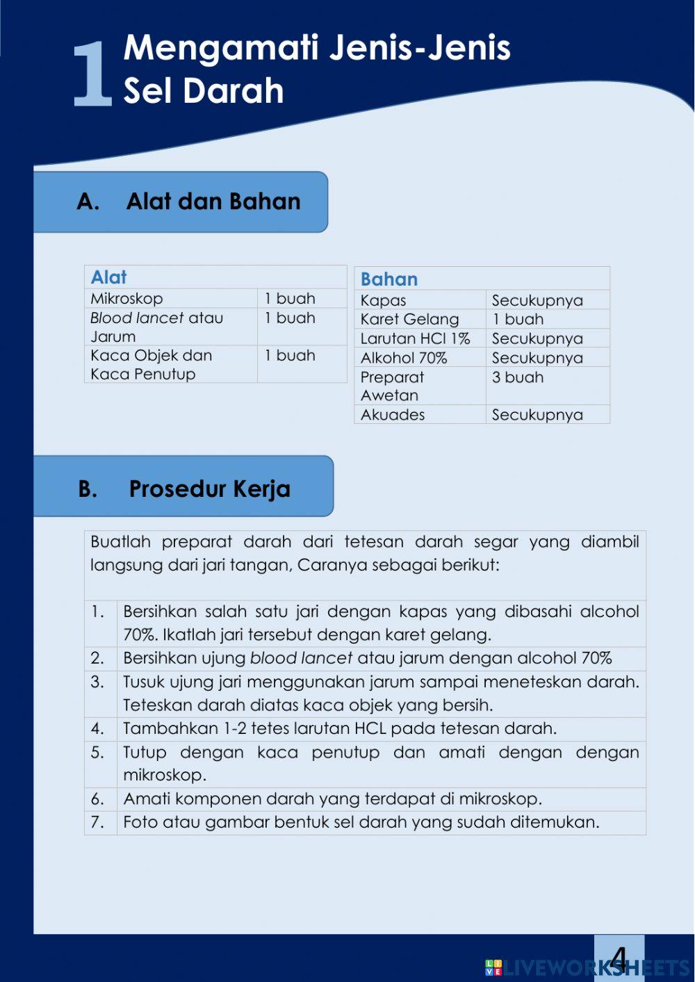 LKPD 1 Fungsi dan Komponen Darah