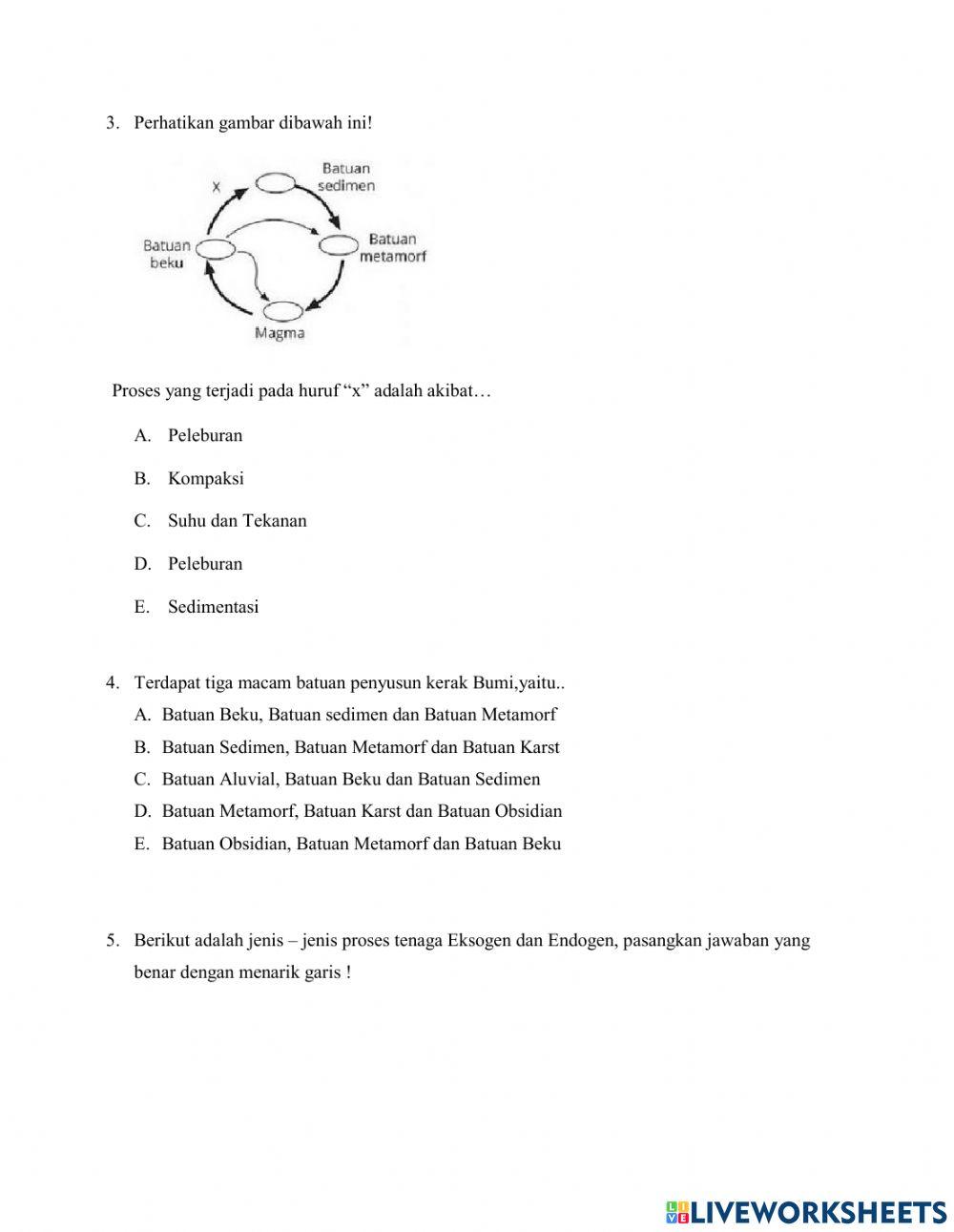 Pre Test Dinamika Listosfer Kelas X
