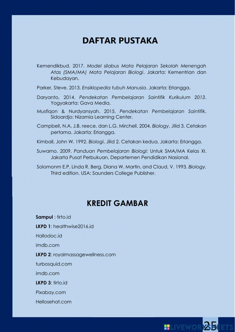 Lembar Kerja Peserta Didik Elektronik berbasis Pendekatan Saintifik pada Materi Sistem Peredaran Darah Kelas XI