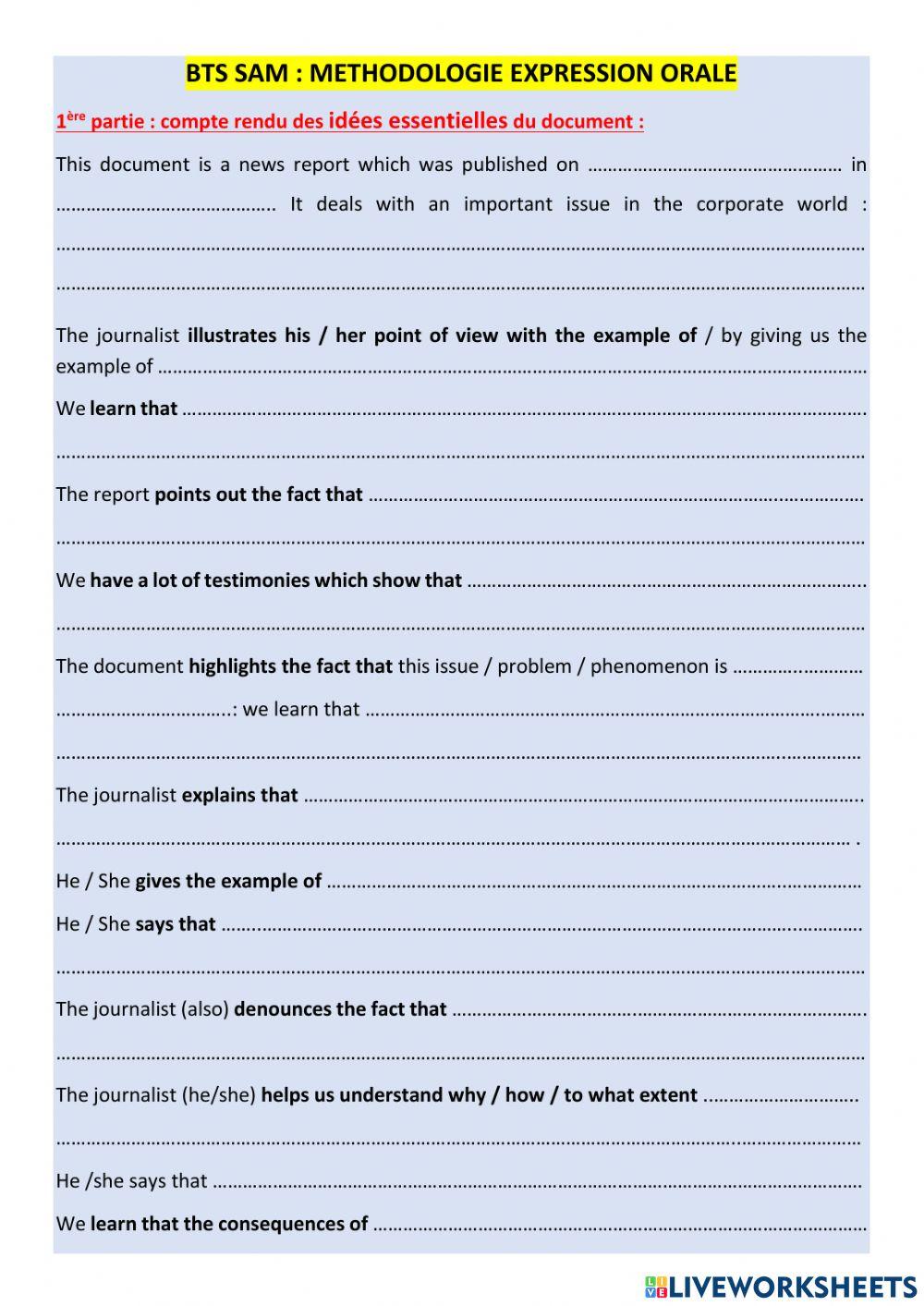 BTS methologie expression orale