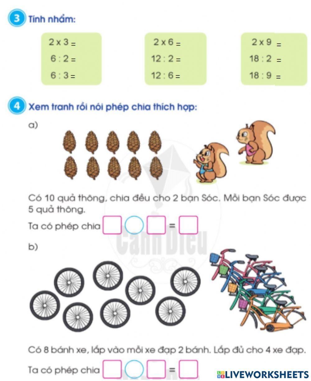 Bảng nhân 2- Bài 3,4