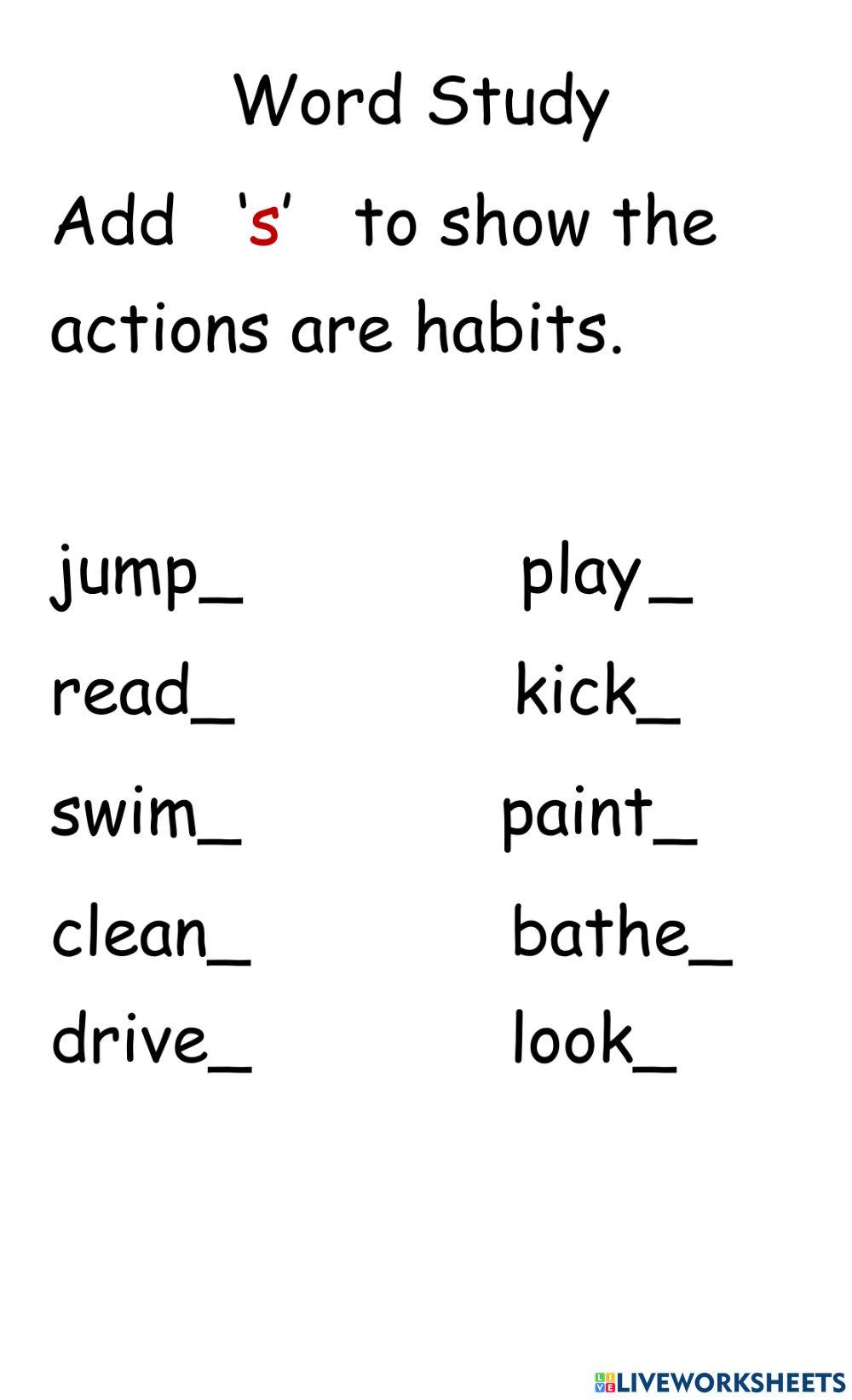 Word Study habitual tense 3 online exercise for Live Worksheets
