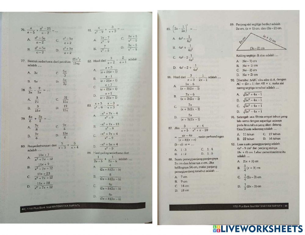 Matematika Bab 2 Operasi aljabar