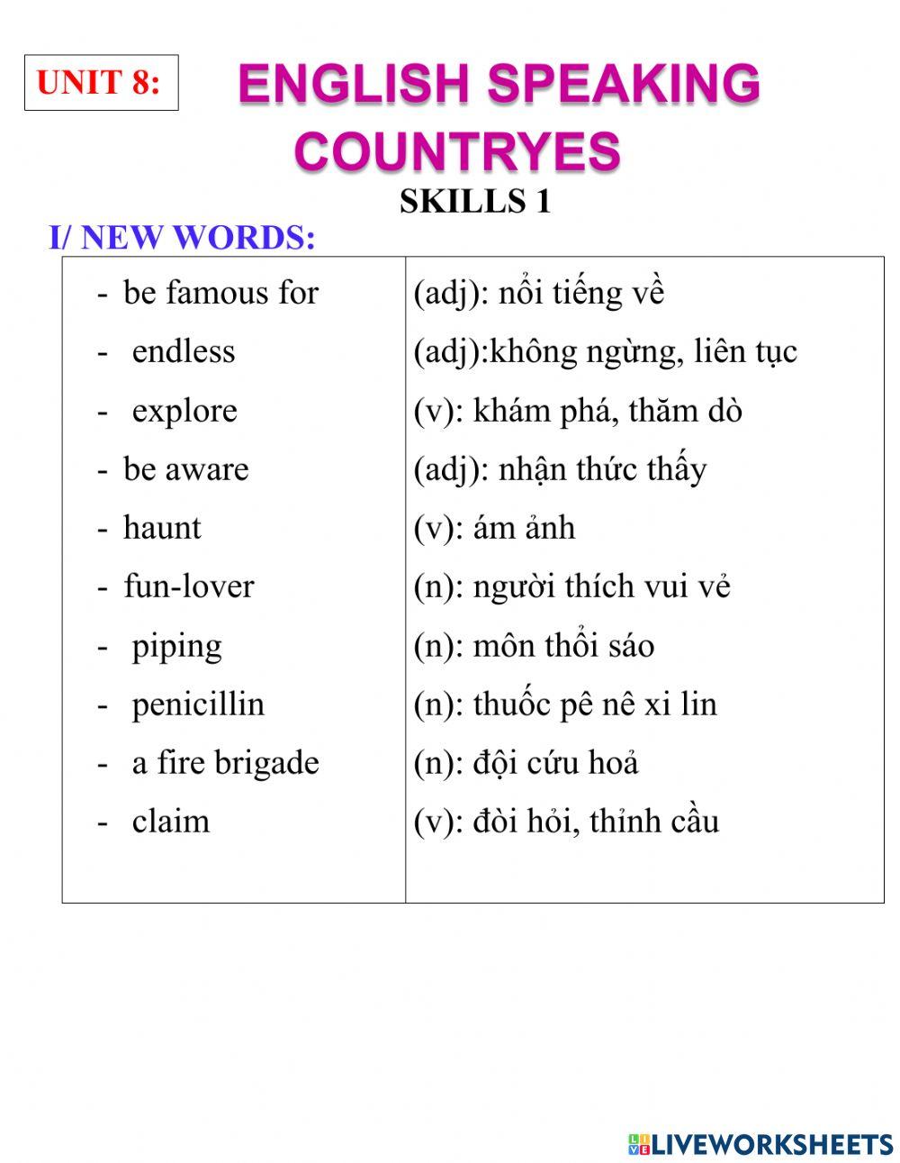 English 8 unit 8 skills 1 worksheet live worksheets