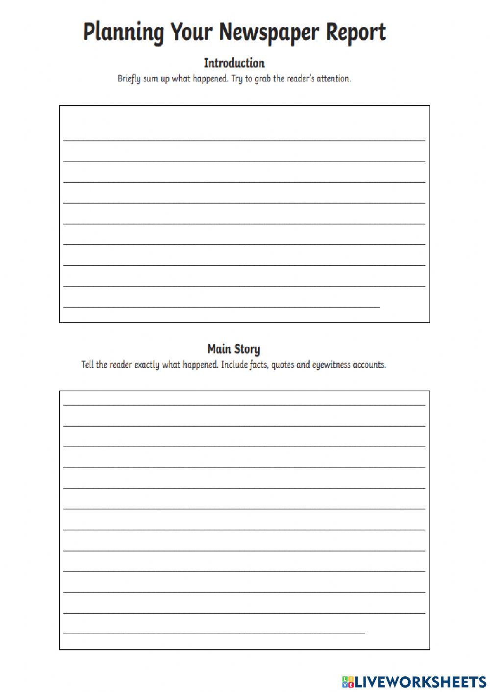 Planning a News Paper Report