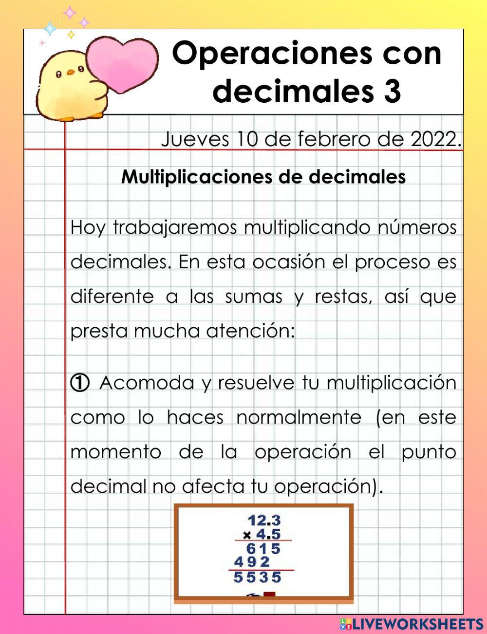 Operaciones con decimales 3