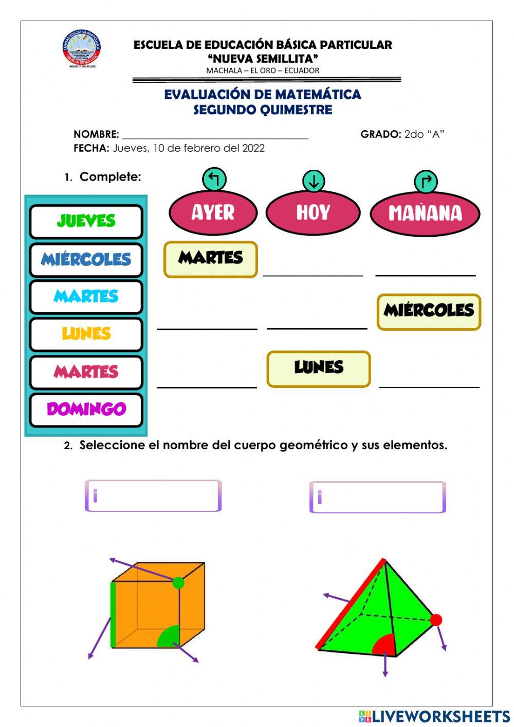 Evaluación de matemática