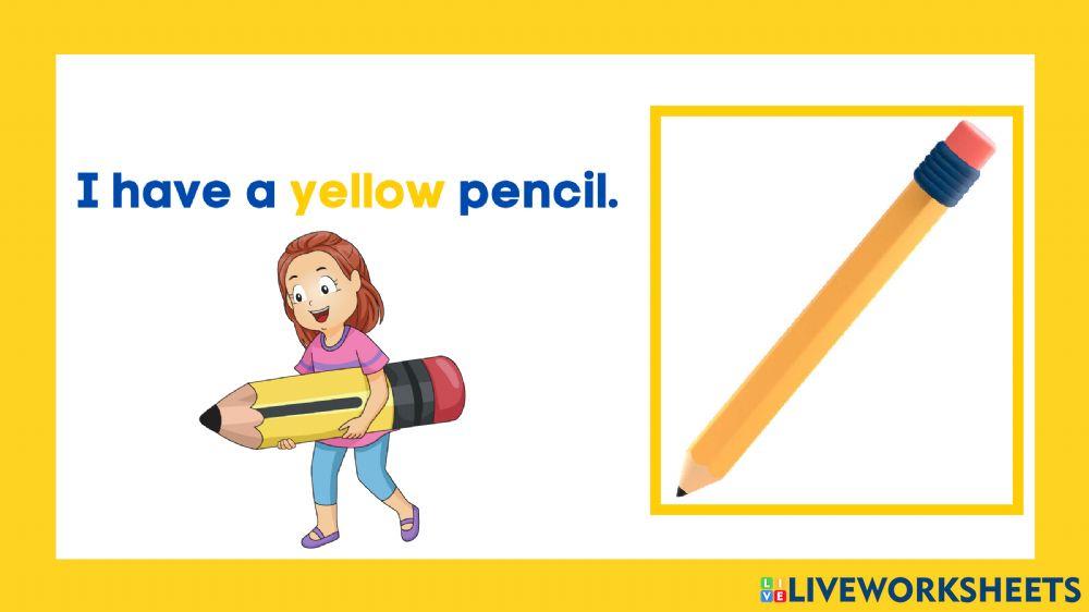 Listen and repeat: I have (Adjective-color+school supplies)