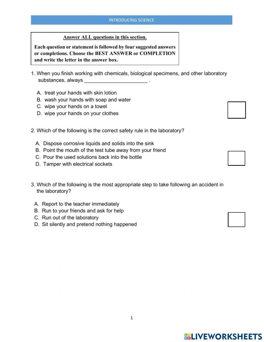Science online exercise for Year 7 | Live Worksheets