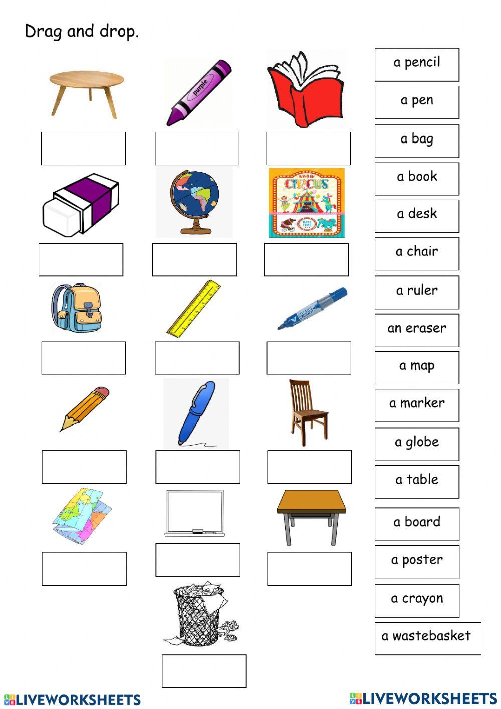 School Items Online Exercise For Live Worksheets School Items Online Exercise For Live Worksheets
