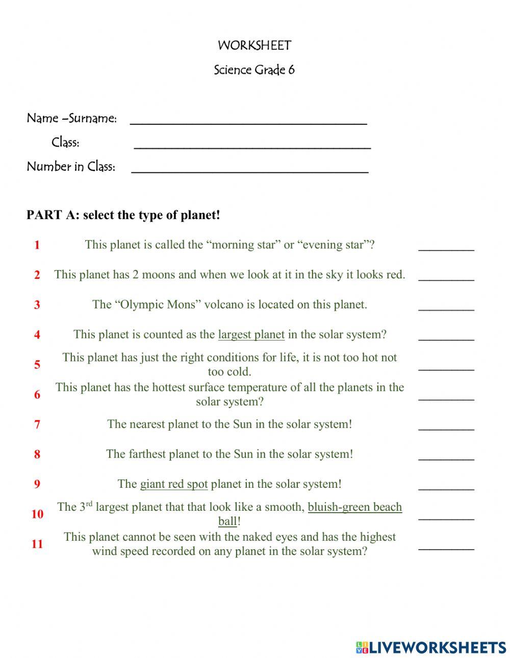 Worksheet online exercise for Grade 6 | Live Worksheets Worksheet online exercise for Grade 6 | Live Worksheets