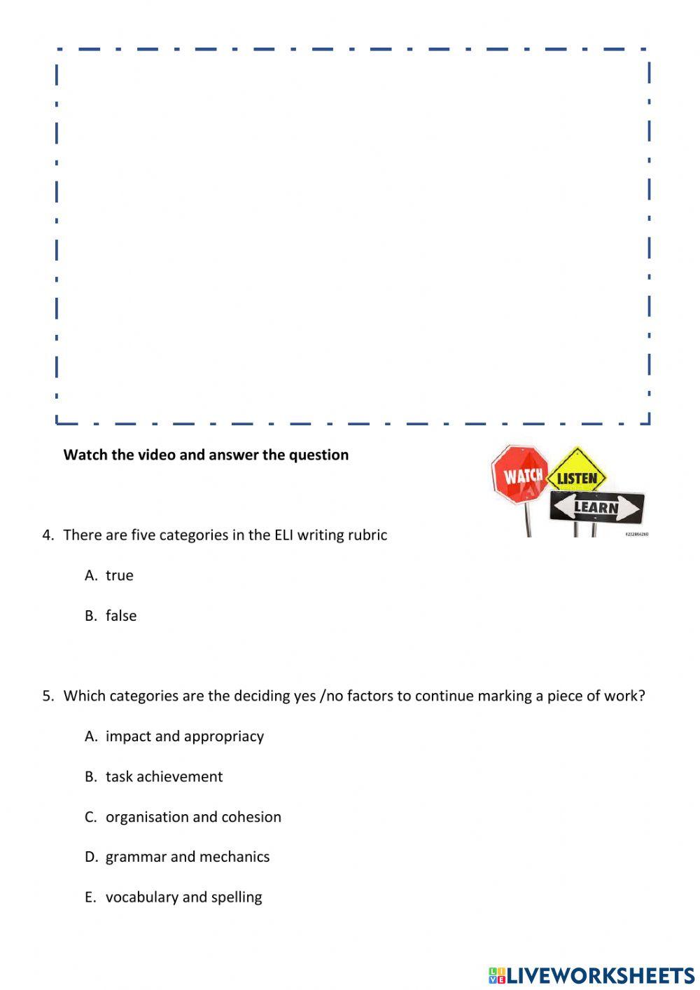 Eli writing rubric 1