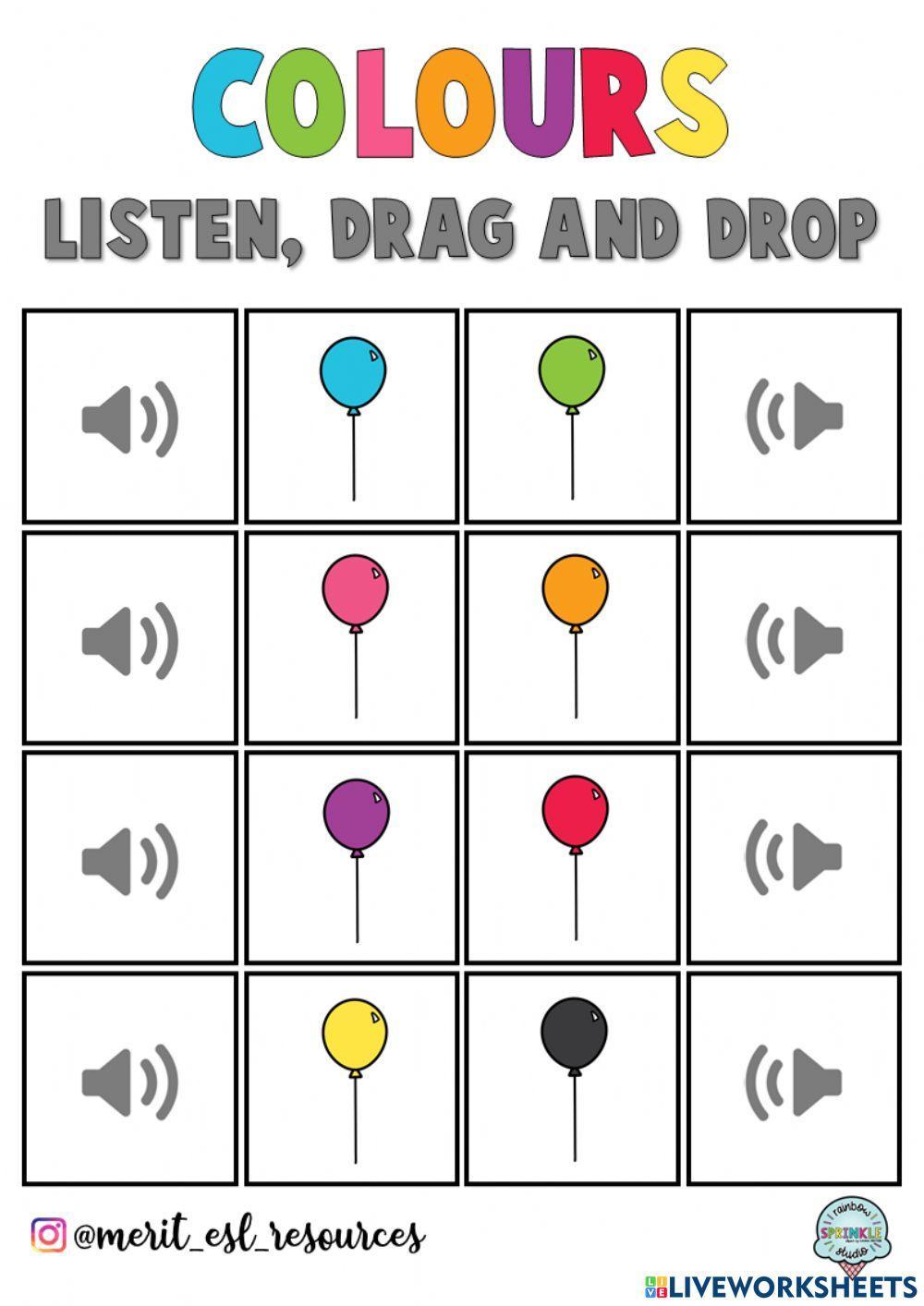 Colours - Listen, drag and drop