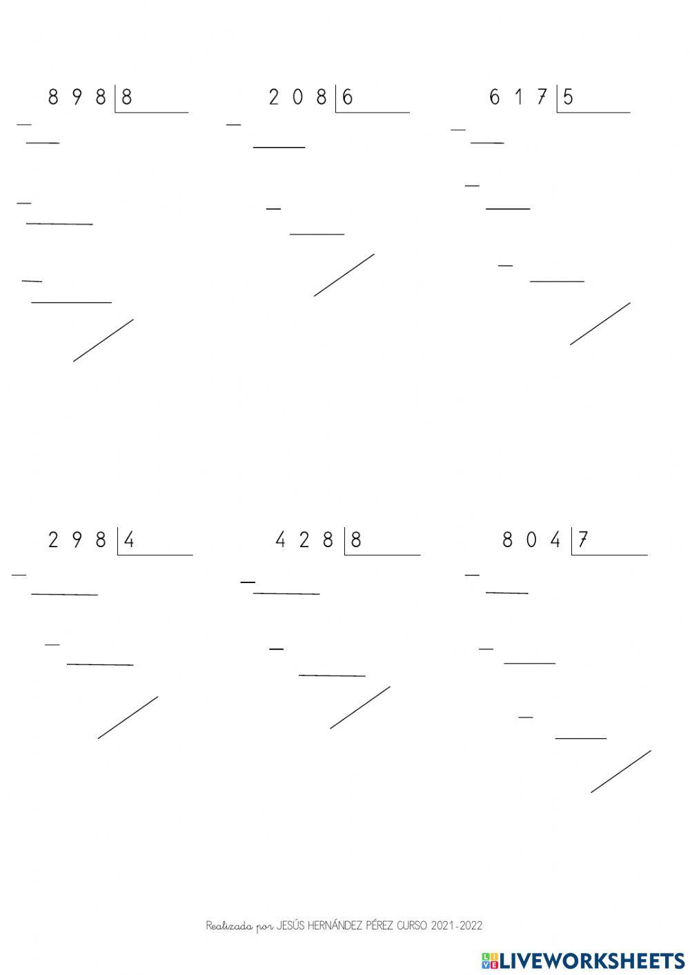 División por 1 cifra