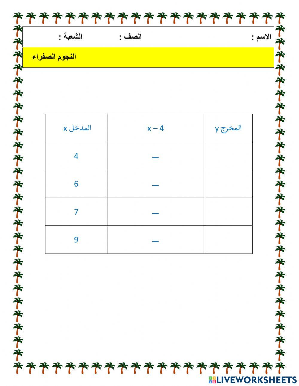 جداول الدوال