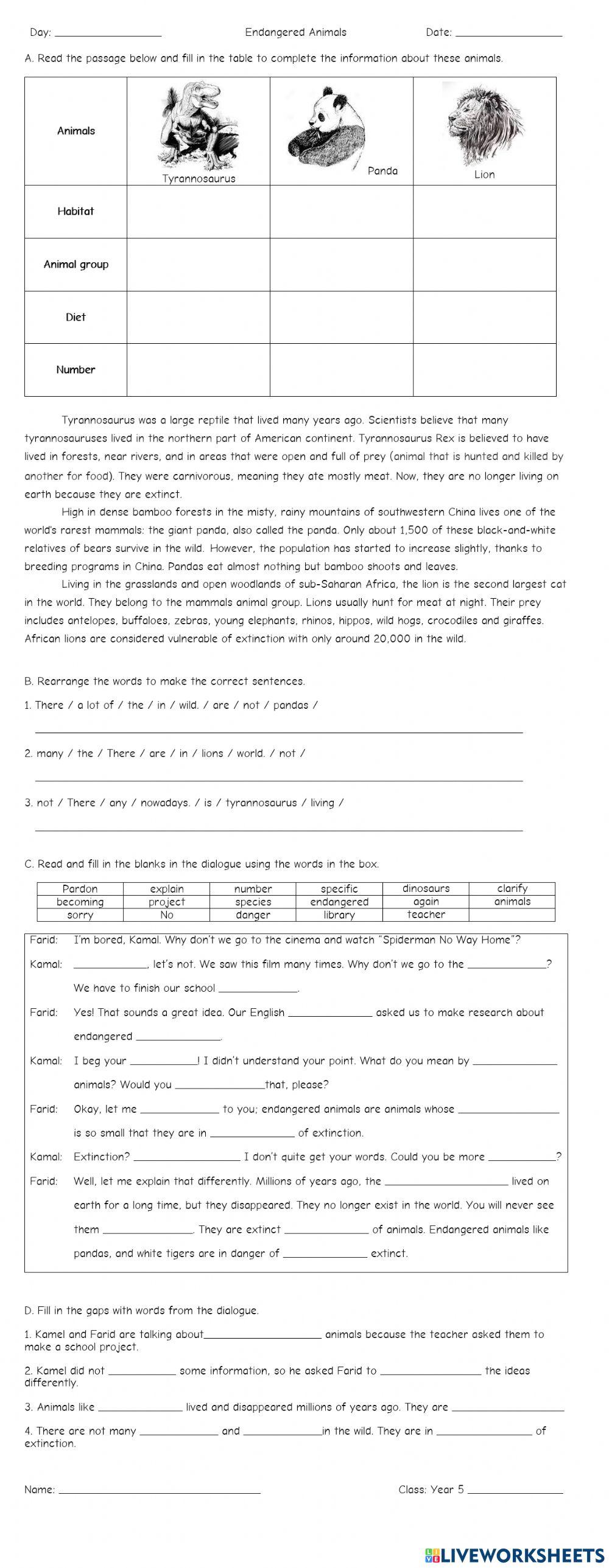Endangered Animals - Day 2