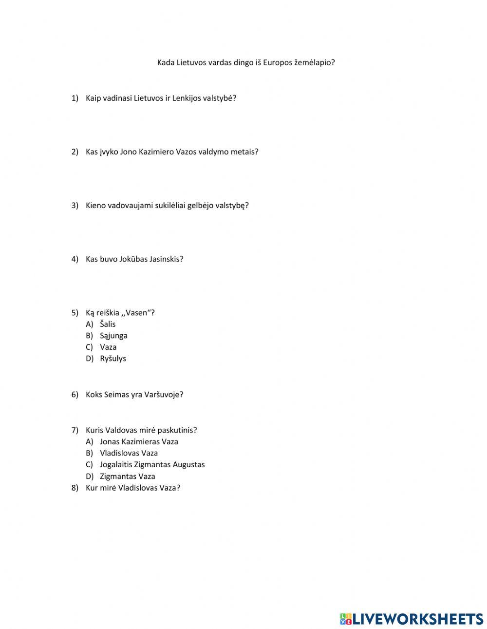 Kada Lietuvos vardas dingo iš Europos žemėlapio?