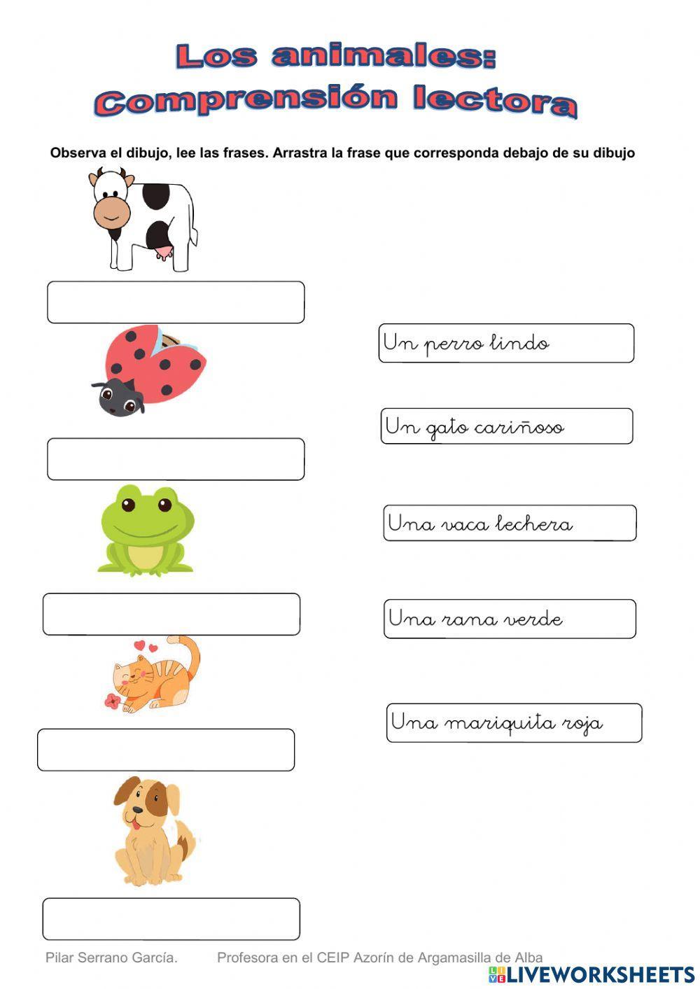 Comprensión lectora animales Comprensión lectora animales