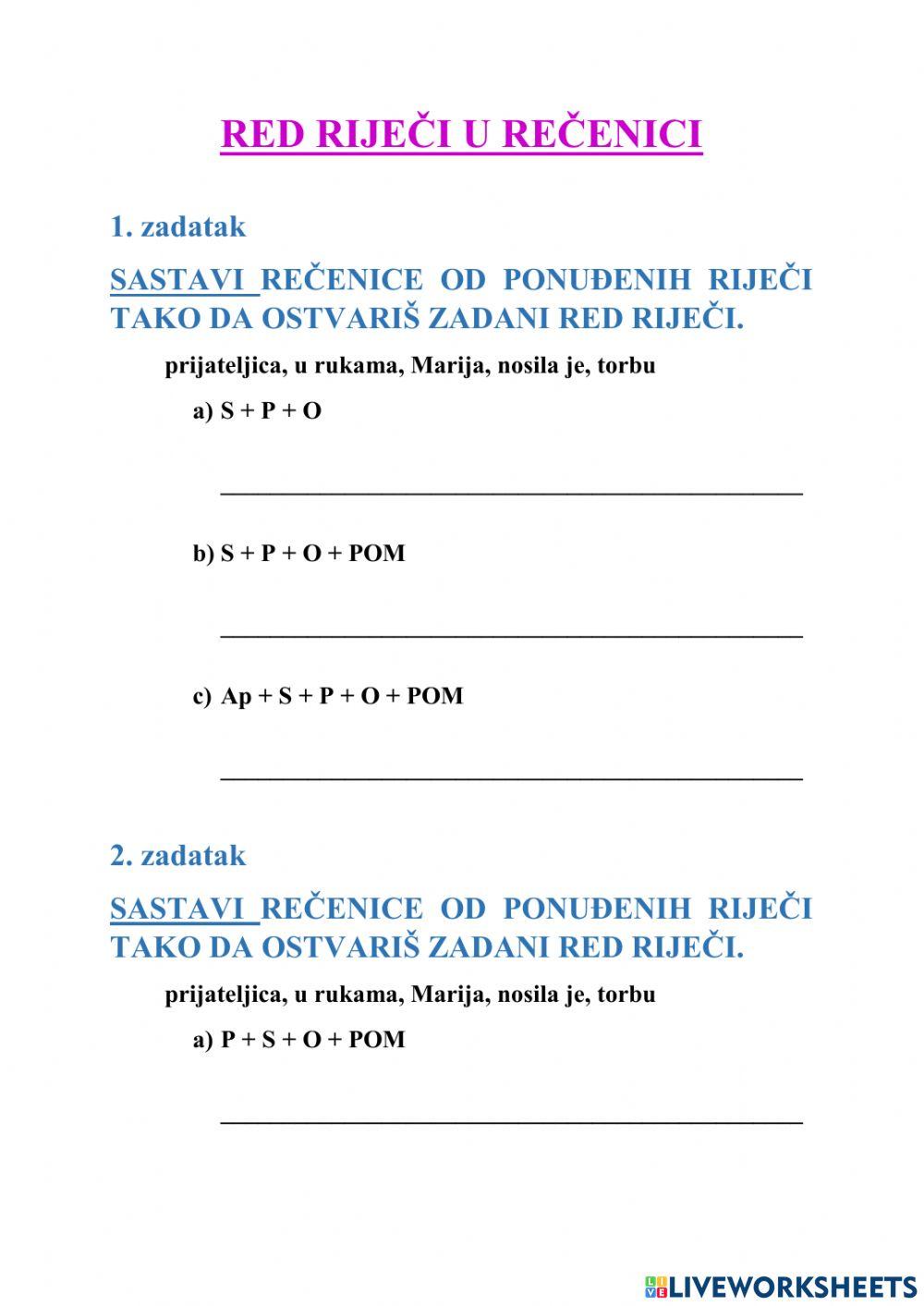 Red riječi u rečenici - 7.