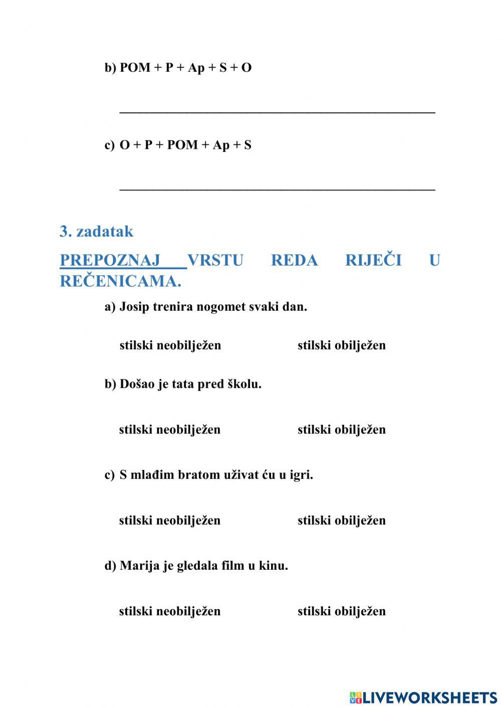 Red riječi u rečenici - 7.