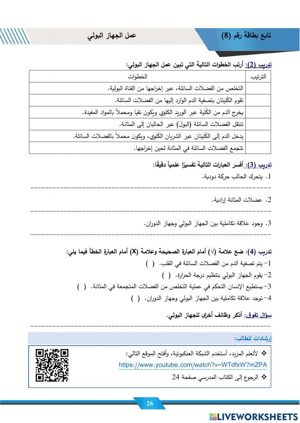 عمل الجهاز البولي