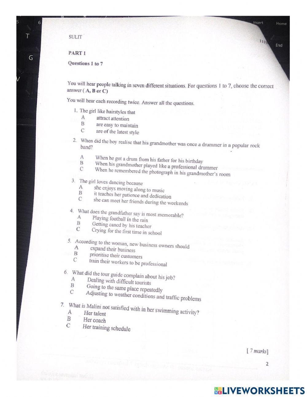 PAT 2021 English Form 4 1119-4 | nur faten liyana