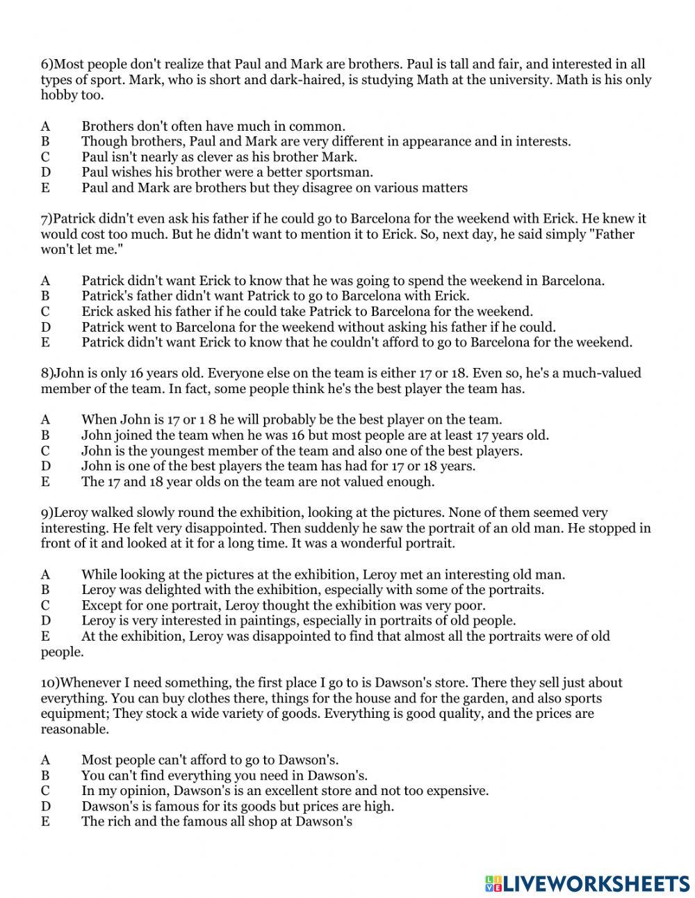 Ifl entrance examination 14