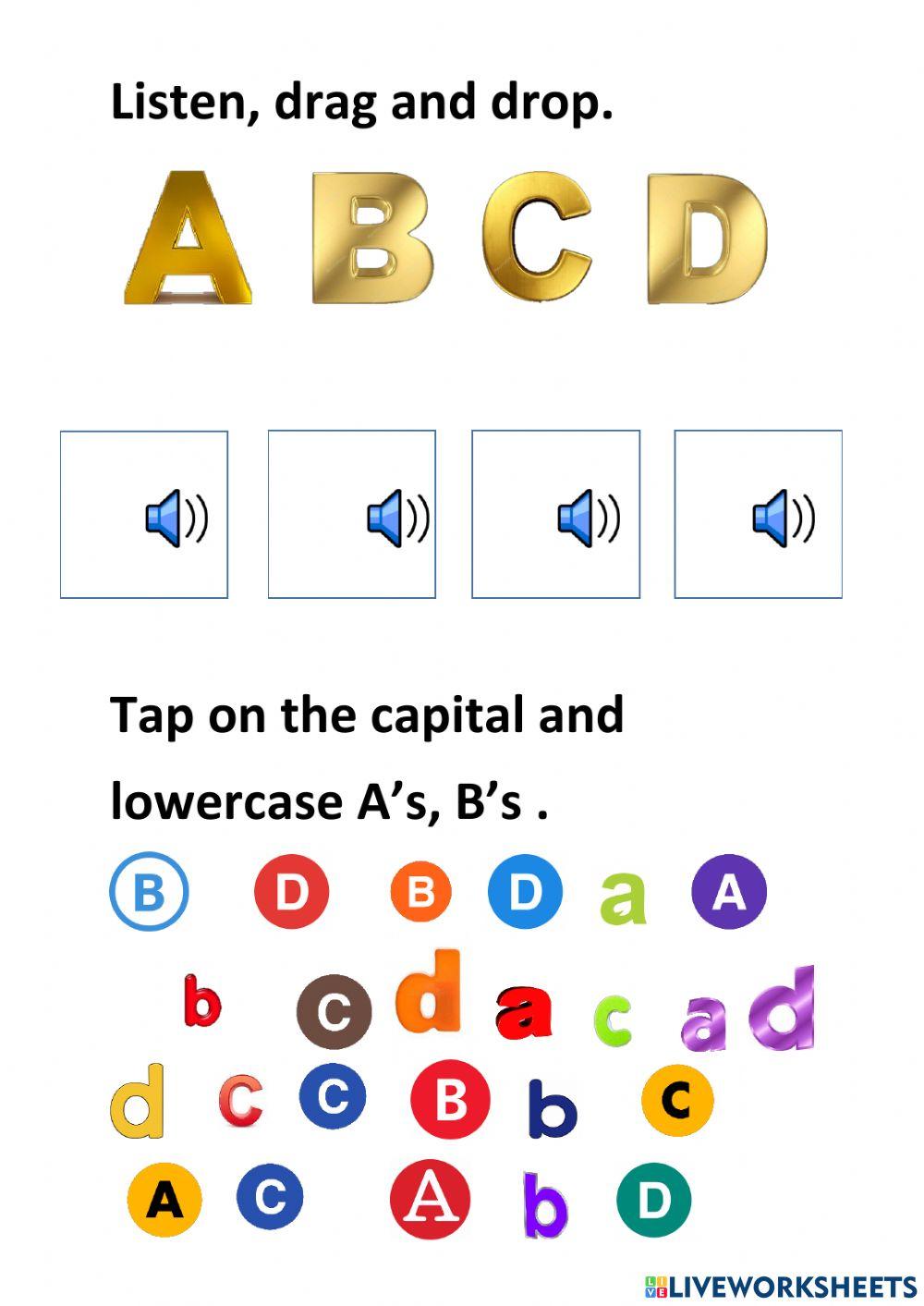 Alphabet. Letters A, B, C, D